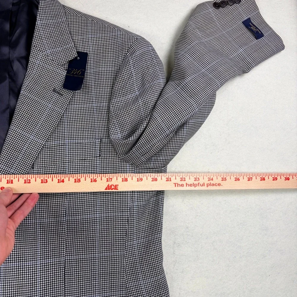 NWT! Brooks Brothers 346 Mens 40R Wool Houndstooth Blue Windowpane Sport Coat